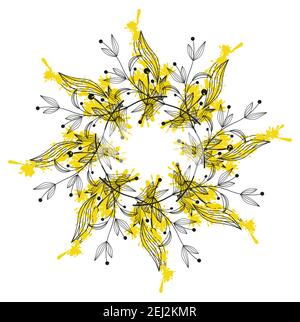 Seamless floral vector pattern with yellow flower splashes Stock Vector