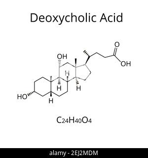 Chenodeoxycholic acid. Bile acid. Chemical molecular formula Chenodeoxycholic acid. Vector illustration on isolated background Stock Vector