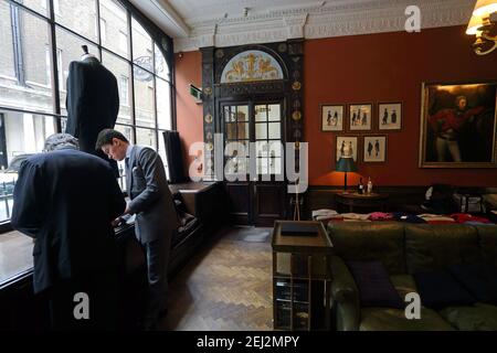 United Kingdom / Bespoke Savile Row tailors Anderson & Sheppard in central London Stock Photo