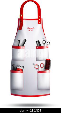 Red textile apron with pocket vector illustration isolated on white ...