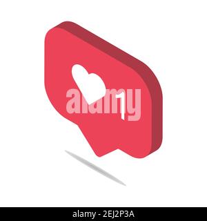 Follower isometric notification symbol for application. Web app button for social media. Vector illustration icon . Stock Vector
