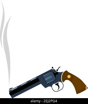 Smoking Revolver Icon. Flat Color Design. Vector Illustration. Stock Vector