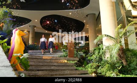 Green vertical interior design of Emquartier shopping mall dining floors  Bangkok Thailand Duvet Cover