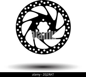 Bike Brake Disc Icon. Black on White Background With Shadow. Vector Illustration. Stock Vector