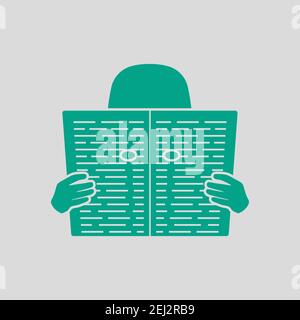 Newspaper Hole Icon. Green on Gray Background. Vector Illustration. Stock Vector