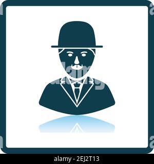 Detective Icon. Square Shadow Reflection Design. Vector Illustration. Stock Vector