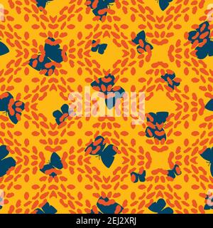 butterflies and spots seamless vector pattern Stock Vector