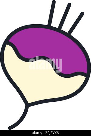 Turnip icon. Linear color icon, contour, shape, outline isolated on white. Thin line. Modern design. Vector illustrations of vegetables. Stock Vector