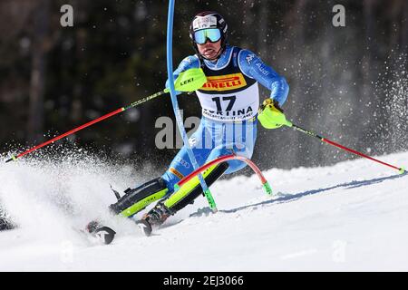 Cortina, Italy. 21st Feb, 2021. Alex VINATZER (ITA) during 2021 FIS Alpine World SKI Championships - Slalom - Men, alpine ski race in Cortina (BL), Italy, February 21 2021 Credit: Independent Photo Agency Srl/Alamy Live News Stock Photo