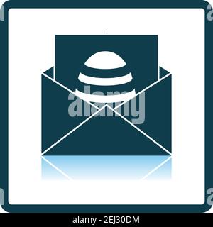 Envelop With Easter Egg Icon. Square Shadow Reflection Design. Vector Illustration. Stock Vector