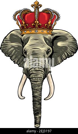 head elephant king animal artwork vector illustration Stock Vector