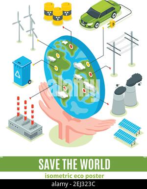 Electricity isometric composition with images of electric equipment and ...