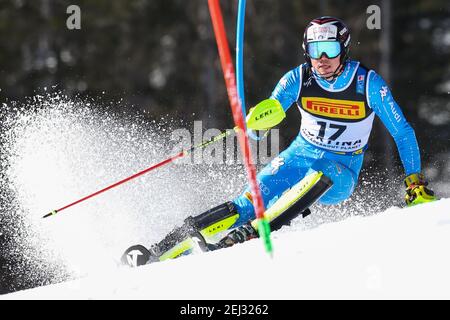 Cortina (BL, Italy. 21st Feb, 2021. Cortina (BL), Italy, Druscie, February 21, 2021, Alex VINATZER (ITA) during 2021 FIS Alpine World SKI Championships - Slalom - Men - alpine ski race Credit: Luca Tedeschi/LPS/ZUMA Wire/Alamy Live News Stock Photo