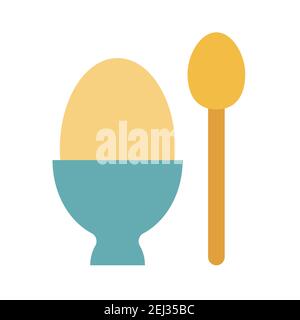 Boiled egg simple food icon in trendy line style isolated on white background for web apps and mobile concept. Vector Illustration. EPS10 Stock Vector