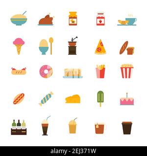 Set of Simple food nad drink icons in trendy style isolated on white background for web apps and mobile concept. Vector Illustration EPS10 Stock Vector