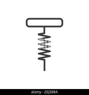 Manual wine corkscrew. Simple food icon in trendy line style isolated on white background for web apps and mobile concept. Vector Illustration. EPS10 Stock Vector