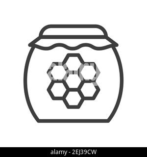 Sweet honey jar. Simple food icon in trendy style isolated on white background for web apps and mobile concept. Vector Illustration. EPS10 Stock Vector