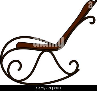 Rocking Chair Icon. Editable Outline With Color Fill Design. Vector Illustration. Stock Vector