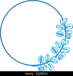 Blue watercolor eucalyptus ciekłe frame Stock Vector