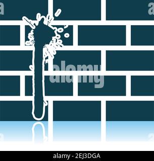 Blood On Brick Wall Icon. Shadow Reflection Design. Vector Illustration. Stock Vector