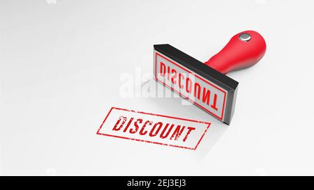 DISCOUNT rubber Stamp 3D rendering Stock Photo