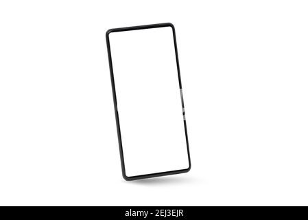 Device mockup, mobile isolated on white. Modern smartphone with blank screen Stock Photo
