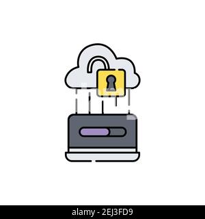 Cloud hacking olor line icon. Pictogram for web page, mobile app, promo. UI UX GUI design element. Editable stroke. Stock Vector