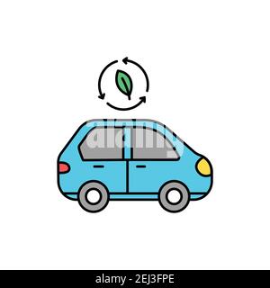 Eco car color line icon. Pictogram for web page, mobile app, promo. UI UX GUI design element. Editable stroke. Stock Vector