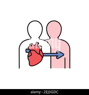 Heart transplant color line icon. Donor organ. Pictogram for web page, mobile app, promo. UI UX GUI design element. Editable stroke. Stock Vector