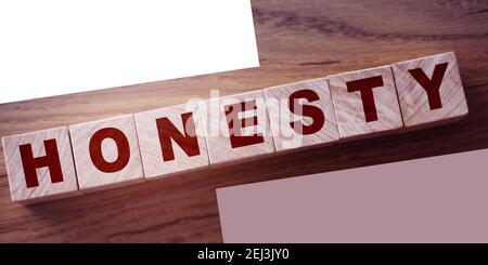 HONESTY word made with wooden building blocks. Stock Photo