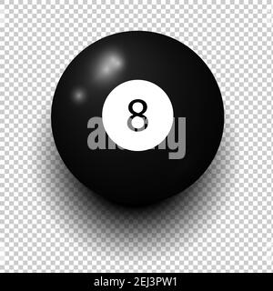 Stock vector of billiard ball number 8. Black color. Isolated wind object on transparent background. EPS 10 Stock Vector