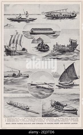 Vintage illustrations of boats. Stock Photo