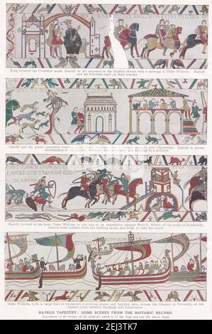 Bayeux Tapestry - Some scenes from the historic record. Stock Photo