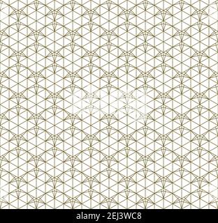 Japanese seamless Kumiko pattern in golden .Average thickness lines. Stock Vector