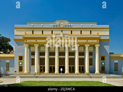 Hanford Auditorium, neoclassical style, at Courthouse Square, Hanford, California, USA Stock Photo