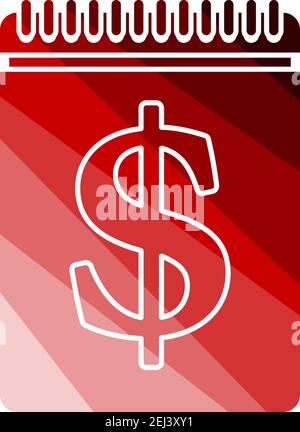 Dollar Calendar Icon. Flat Color Ladder Design. Vector Illustration. Stock Vector