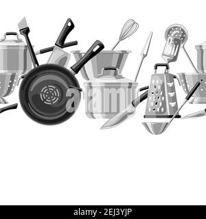 Seamless pattern with kitchen utensils. Stock Vector