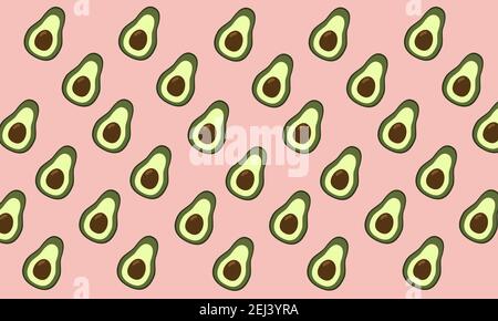 Vector seamless pattern with avocado. Tropical background with exotic fruit. Stock Vector