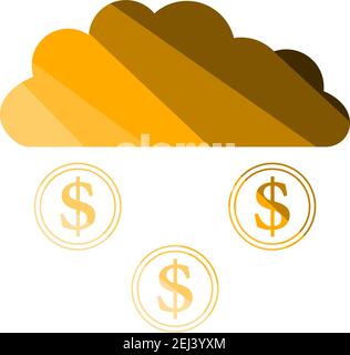 Coins Falling From Cloud Icon. Flat Color Ladder Design. Vector Illustration. Stock Vector