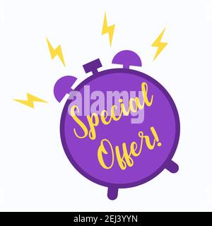 Time special offer in flat design with shadow. Stock Vector