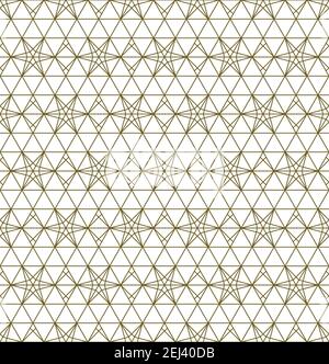 Japanese seamless Kumiko pattern in golden .Average thickness lines. Stock Vector