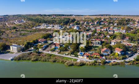 Aerial view of Nikolovo dam in Bulgaria Stock Photo