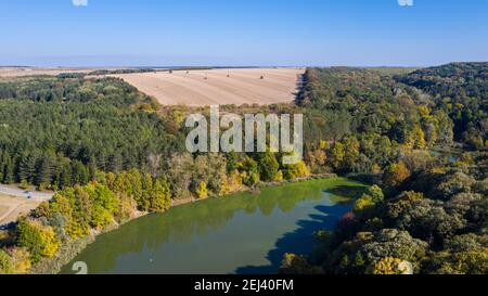 Aerial view of Nikolovo dam in Bulgaria Stock Photo