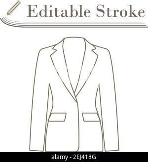 Business Woman Suit Icon. Editable Stroke Simple Design. Vector Illustration. Stock Vector