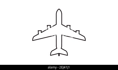 Plane Icon. Vector Isolated Black and White illustration of a Plane Stock Vector