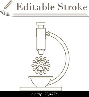 Research Coronavirus By Microscope Icon. Editable Stroke Simple Design. Vector Illustration. Stock Vector