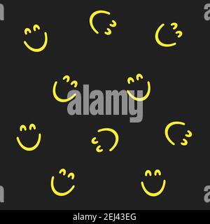 Seamless pattern with a smiling face. Emoji background. Smile line icon texture. Vector illustration. Stock Vector