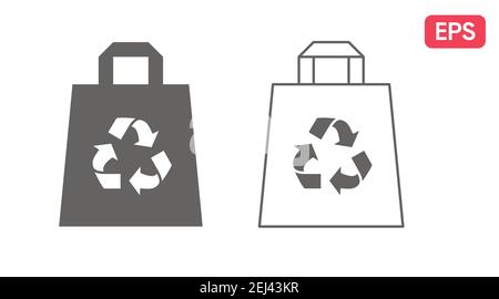 Recyclable bags Icon Set. Eco Friendly Bags Vector Isolated Flat Illustration Stock Vector