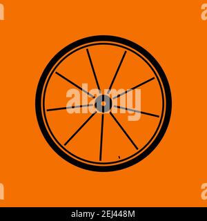 Bike Wheel Icon. Black on Orange Background. Vector Illustration. Stock Vector