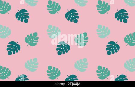 Seamless Pattern with Green Monstera tropical leaf. Stock Vector